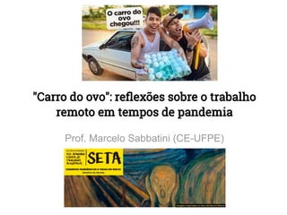 "Carro do ovo": reflexões sobre o trabalho
remoto em tempos de pandemia
Prof. Marcelo Sabbatini (CE-UFPE)
 