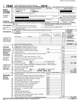 John Carroll's 2010 Tax Return