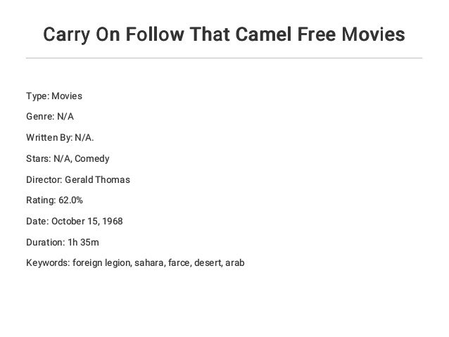 Carry On Follow That Camel Free Movies