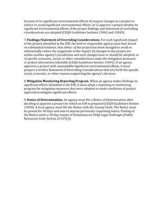 ;.'&24.!#W!,%4!4,<$,W,'&$%!.$-,*#$9.$%&5!.WW.'%4j!;@!*.X2,*.!'Q&$<.4!%#!&!1*#M.'%!%#!
*.62'.!#*!&-#,6!4,<$,W,'&$%!.$-,*#$9.$%&5!.WW.'%4j!#*!'@!&11*#-.!&!1*#M.'%!6.41,%.!,%4!
4,<$,W,'&$%!.$-,*#$9.$%&5!.WW.'%4/!,W!%Q.!1*#1.*!W,$6,$<4!&$6!4%&%.9.$%!#W!#-.**,6,$<!
'#$4,6.*&%,#$4!&*.!&6#1%.6!="HY)!Z2,6.5,$.4!J.'%,#$4!FT?SG!&$6!FT?SA@7!!
E7 T"#3"#$)Z!0+0&: '.5'29&,,"3"#$'*.#)"3&,+0".#)7!a#*!.&'Q!4,<$,W,'&$%!,91&'%!
#W!%Q.!1*#M.'%!,6.$%,W,.6!,$!%Q.!HK+/!%Q.!5.&6!#*!*.41#$4,;5.!&<.$'3!924%!W,$6/!;&4.6!
#$!42;4%&$%,&5!.-,6.$'./!%Q&%!.,%Q.*(!&@!%Q.!1*#M.'%!Q&4!;..$!'Q&$<.6!%#!&-#,6!#*!
42;4%&$%,&553!*.62'.!%Q.!9&<$,%26.!#W!%Q.!,91&'%j!;@!'Q&$<.4!%#!%Q.!1*#M.'%!&*.!
8,%Q,$!&$#%Q.*!&<.$'3m4!M2*,46,'%,#$!&$6!42'Q!'Q&$<.4!Q&-.!#*!4Q#256!;.!&6#1%.6j!#*!
'@!41.',W,'!.'#$#9,'/!4#',&5/!#*!#%Q.*!'#$4,6.*&%,#$4!9&O.!%Q.!9,%,<&%,#$!9.&42*.4!
#*!1*#M.'%!&5%.*$&%,-.4!,$W.&4,;5.!="HY)!Z2,6.5,$.4!J.'%,#$!FT?>F@7!KW!&$!&<.$'3!
&11*#-.4!&!1*#M.'%!8,%Q!2$&-#,6&;5.!4,<$,W,'&$%!.$-,*#$9.$%&5!.WW.'%4/!,%!924%!
1*.1&*.!&!8*,%%.$!J%&%.9.$%!#W!V-.**,6,$<!"#$4,6.*&%,#$4!%Q&%!4.%4!W#*%Q!%Q.!41.',W,'!
4#',&5/!.'#$#9,'/!#*!#%Q.*!*.&4#$4!4211#*%,$<!%Q.!&<.$'3m4!6.',4,#$7!!
B7 I"0"$+0".#'I.#"0.,"#$'=&<.,0"#$'Q,.$,+:[!Q.$!&$!&<.$'3!9&O.4!W,$6,$<4!#$!
4,<$,W,'&$%!.WW.'%4!,6.$%,W,.6!,$!%Q.!HK+/!,%!924%!&6#1%!&!*.1#*%,$<!#*!9#$,%#*,$<!
1*#<*&9!W#*!9,%,<&%,#$!9.&42*.4!%Q&%!8.*.!&6#1%.6!#*!9&6.!'#$6,%,#$4!#W!1*#M.'%!
&11*#-&5!%#!9,%,<&%.!4,<$,W,'&$%!.WW.'%47!!
>7 S.0"4&'.5'U&0&,:"#+0".#[!)$!&<.$'3!924%!W,5.!&!]#%,'.!#W!0.%.*9,$&%,#$!&W%.*!
6.',6,$<!%#!&11*#-.!&!1*#M.'%!W#*!8Q,'Q!&$!HK+!,4!1*.1&*.6!="HY)!Z2,6.5,$.4!J.'%,#$!
FT?>S@7!)!5#'&5!&<.$'3!924%!W,5.!%Q.!]#%,'.!8,%Q!%Q.!"#2$%3!"5.*O7!RQ.!]#%,'.!924%!
;.!1#4%.6!W#*!A?!6&34!&$6!4.$%!%#!&$3#$.!1*.-,#2453!*.X2.4%,$<!$#%,'.7!L#4%,$<!#W!
%Q.!]#%,'.!4%&*%4!&!A?D6&3!4%&%2%.!#W!5,9,%&%,#$4!#$!"HY)!5.<&5!'Q&55.$<.4!=L2;5,'!
+.4#2*'.4!"#6.!J.'%,#$!GFFCEn'o@7!
!
!
!
!
!
!
!
!
!
!
 