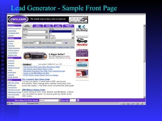 Lead Generator - Sample Front Page
 