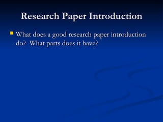 The Research Paper Introduction using CARS | PPT
