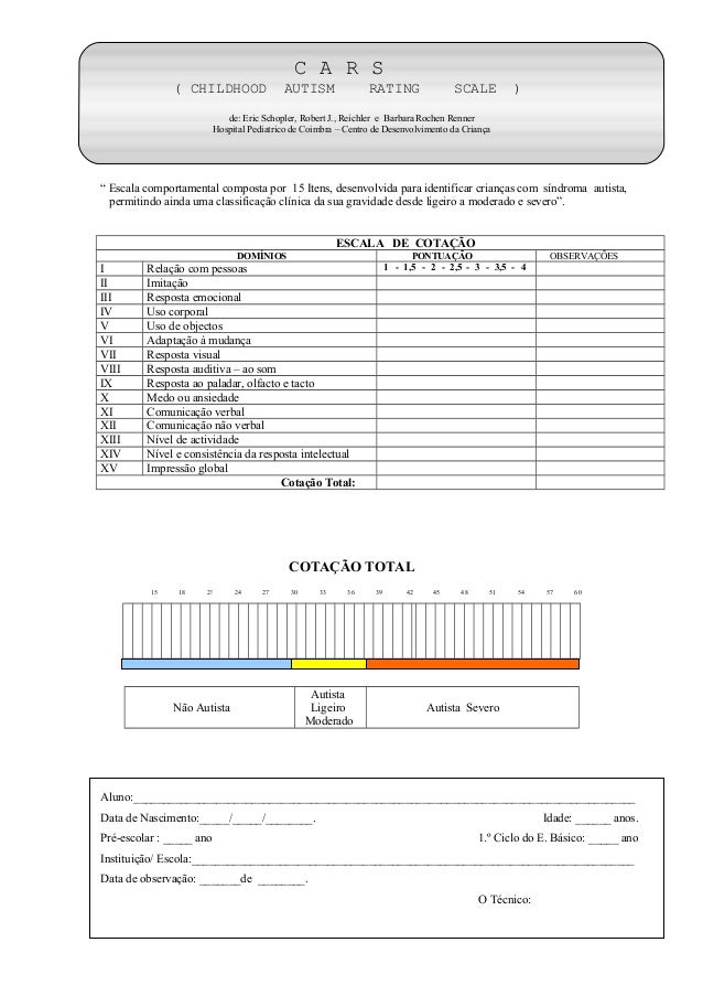 Cars 2 Autism Rating Scale