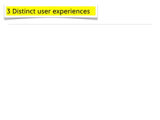 3 Distinct user experiences
 