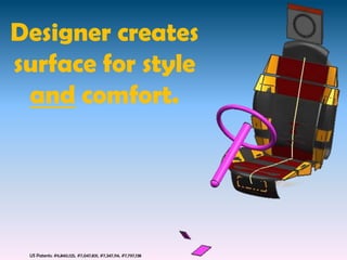 Designer creates
surface for style
 and comfort.




 US Patents: #6,840,125, #7,047,831, #7,347,114, #7,797,138
 
