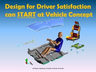 Design for Driver Satisfaction
can START at Vehicle Concept




         US Patents: #6,840,125, #7,047,831, #7,347,114, #7,797,138
 