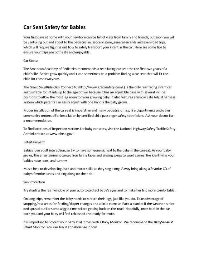 Car Seat Safety For Babies