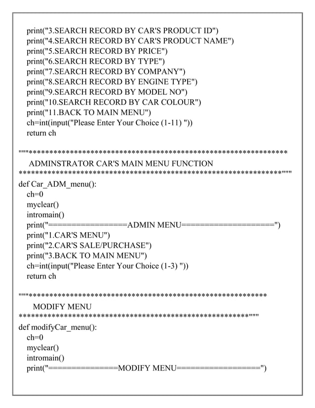 PYTHON PROJECT ON CARSHOP SYSTEM | PDF | Grocery Shopping | Shopping