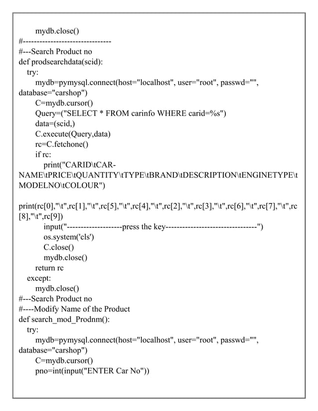 PYTHON PROJECT ON CARSHOP SYSTEM | PDF | Grocery Shopping | Shopping