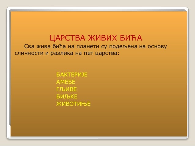 ЦАРСТВА ЖИВИХ БИЋА