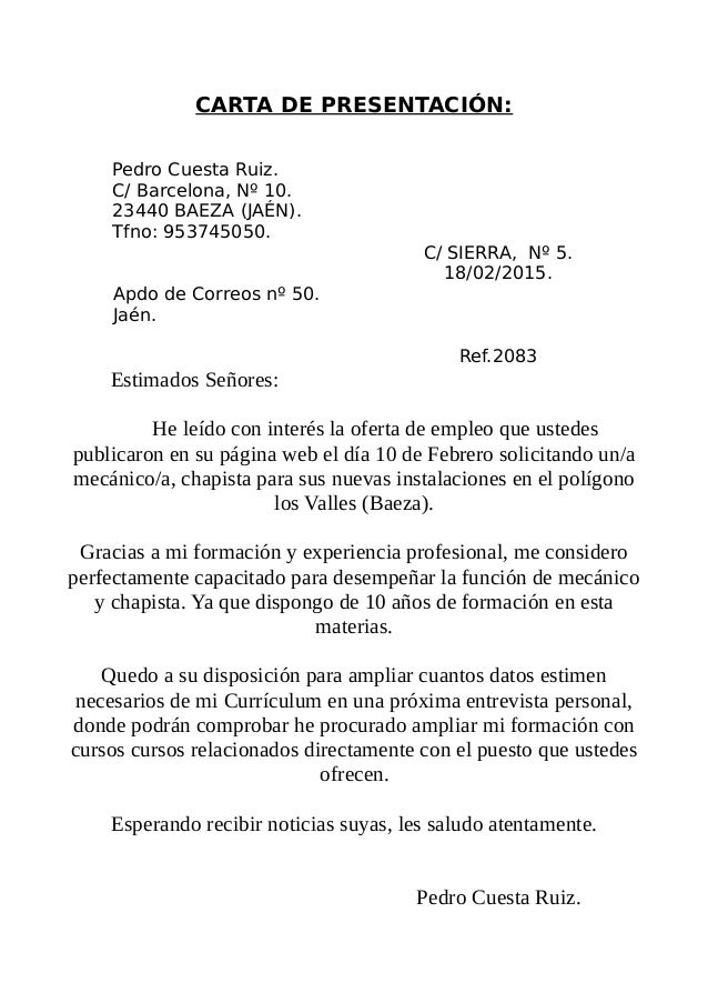 Carta de Presentación Carta de Presentación