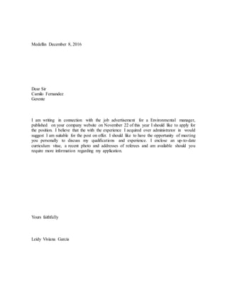 Carta solicitud de empleo