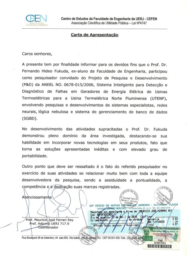 Carta de Apresentação do Prof. Maurício José Ferrari Rey 