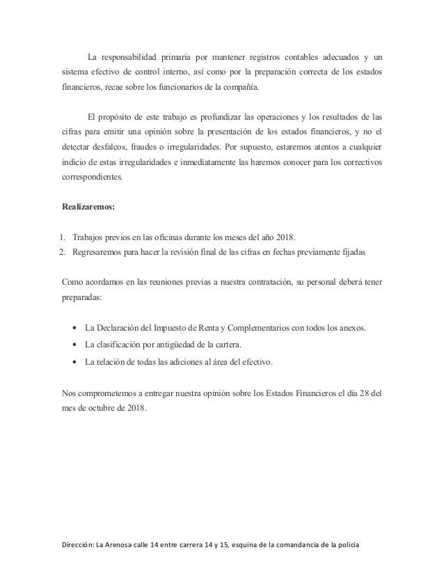 Carta De Compromiso De Auditoria