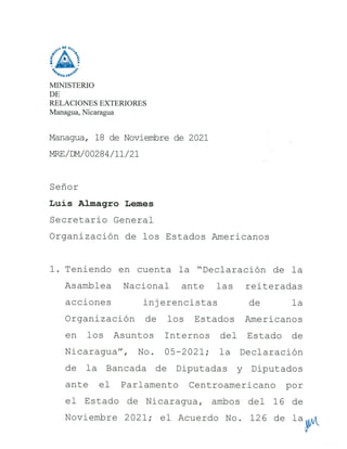 Carta de Nicaragua a Almagro