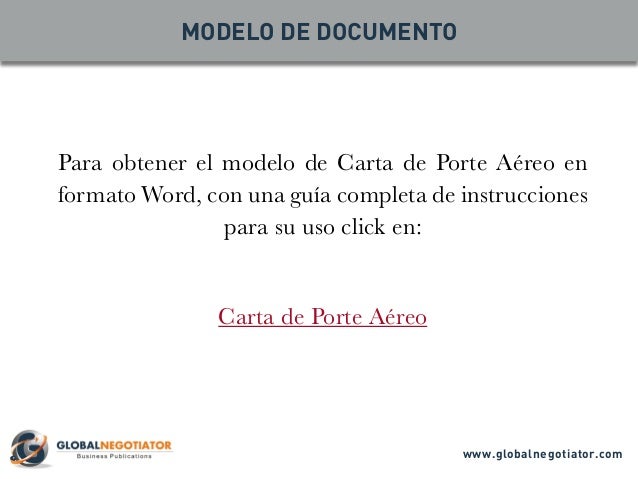 CARTA DE PORTE AÉREO - Modelo y Guía de Uso