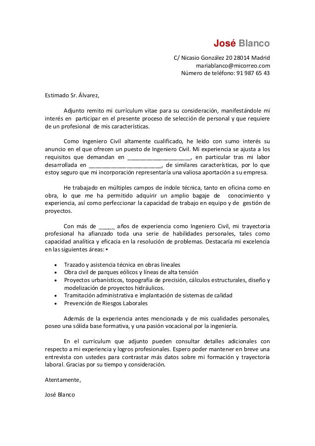 Carta De Presentacion Ingeniero Civil