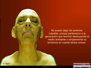 No puedo dejar de sentirme  culpable, porque pertenezco a la generación que terminó destruyendo el medio ambiente o simplemente no tomamos en cuenta tantos avisos.  