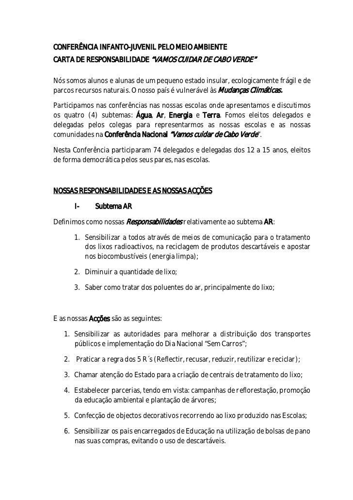 Carta de Responsabilidade Ambiental