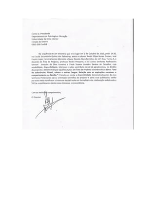 Carta ao Ex.mo Sr. Presidente do DEP/UBI 4 de outubro de 2010