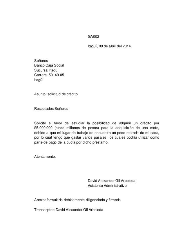 Carta # 2 solicitud de credito (comercio)