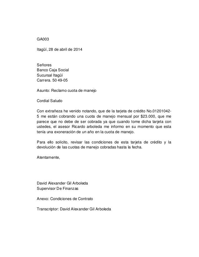 Carta # 3 reclamo (comercio )