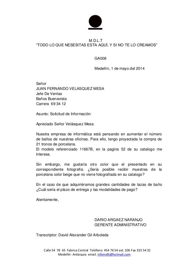 Carta # 8 solicitud de informacion (comercio)