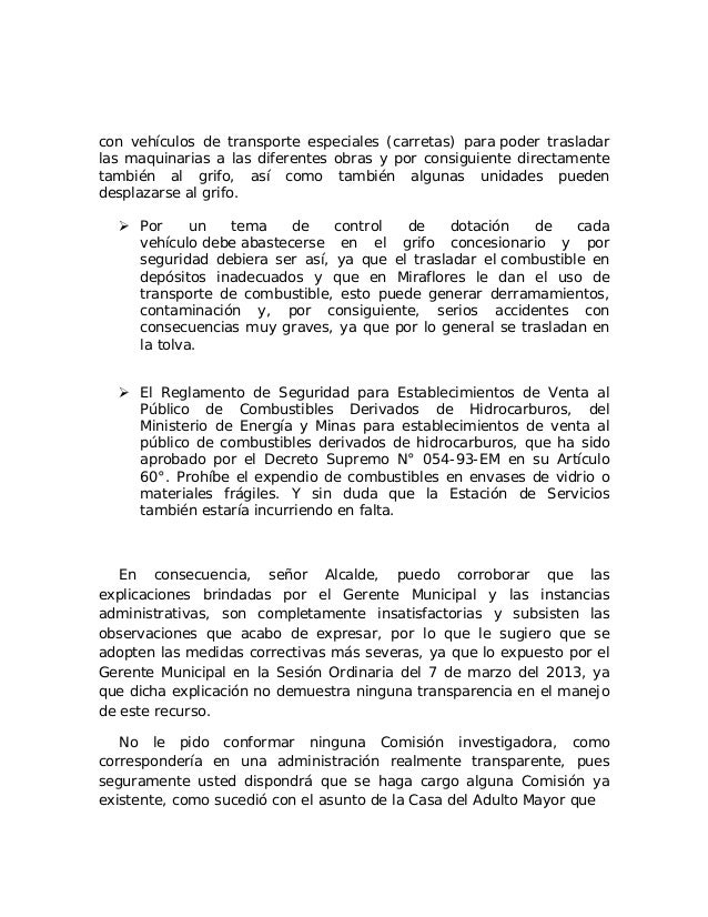 Carta a alcalde de Miraflores, Jorge Muñoz, sobre el caso 