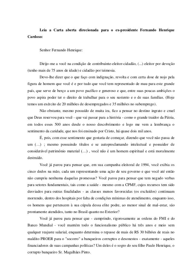 (Carta aberta)