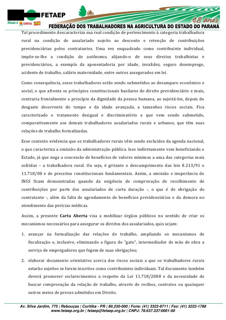 CARTA ABERTA - Seminário de Previdência Social