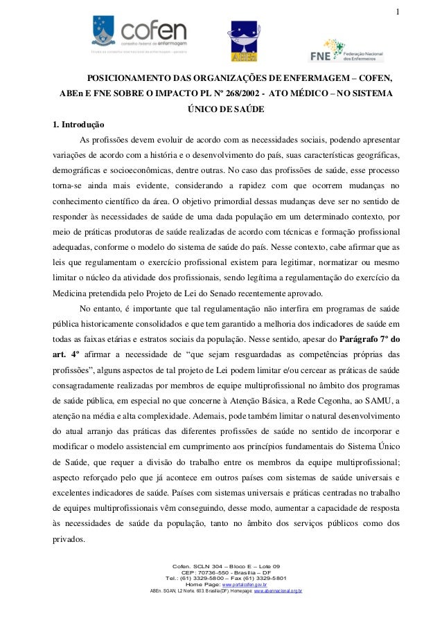 Carta aberta da enfermagem contra o ato médico