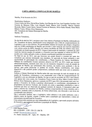 Carta Aberta à População de Marília