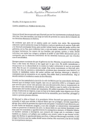 Carta abierta al pueblo de bolivia roger pinto
