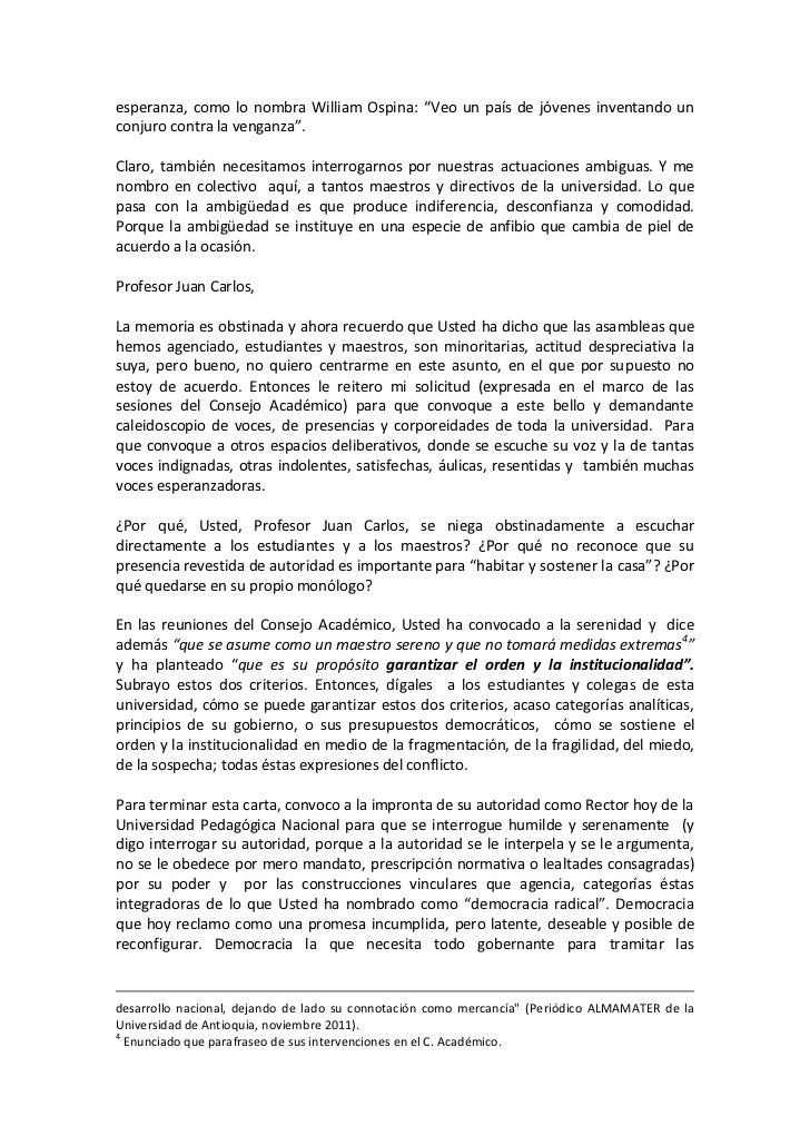 Carta abierta al señor rector upn