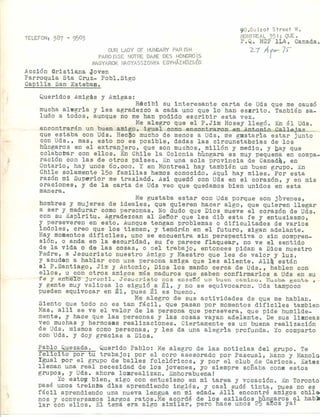 Carta escrita por el padre Carlos Csokay Klemm SJ el 27 de agosto de 1975 al grupo catolico Accion Cristana Joven (ACJ)