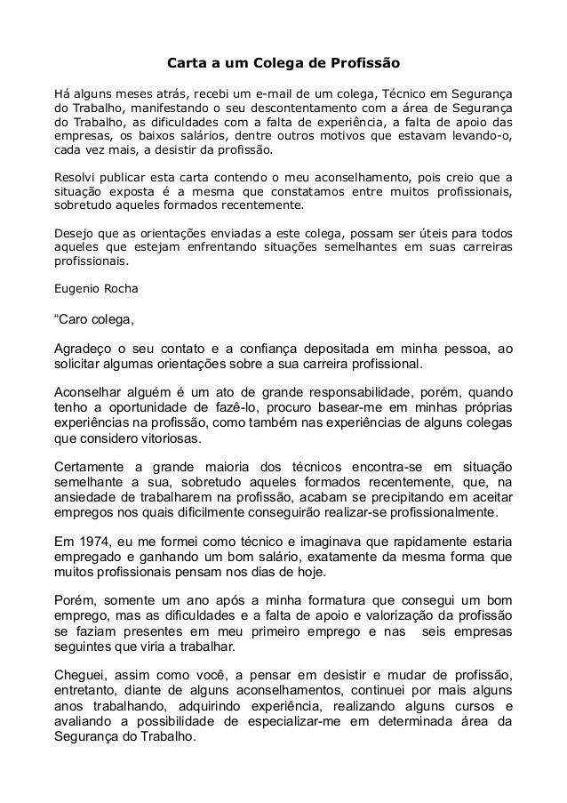 Carta a Colega de Profissão - pdf