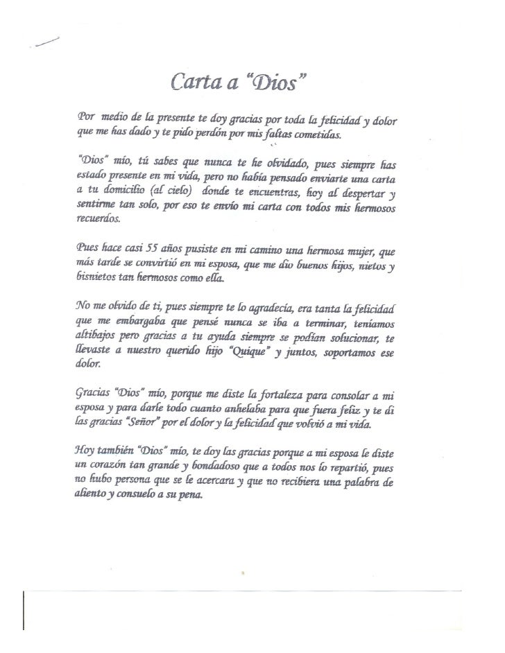 Carta a dios