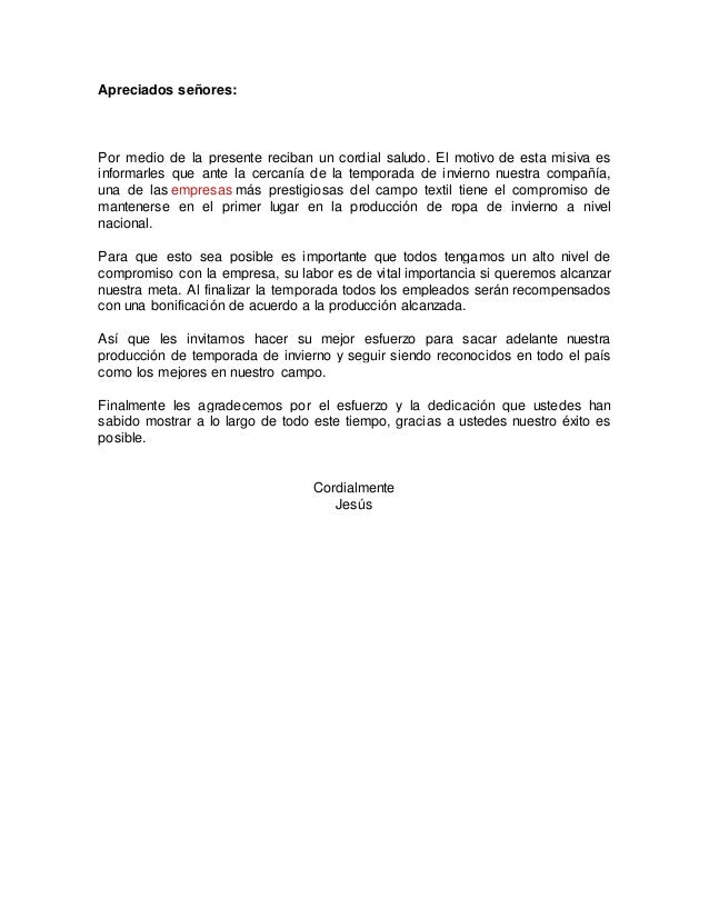 Carta a empleados