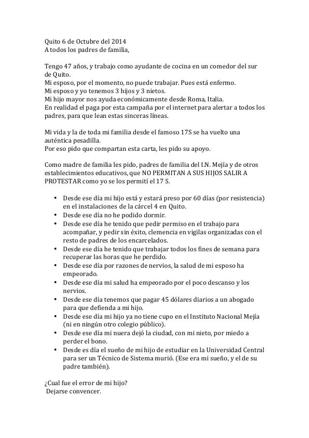 Carta a familias de hijos protestantes