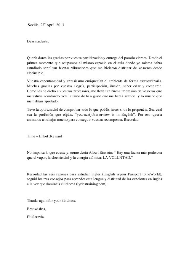 Carta agradecimiento alumnos