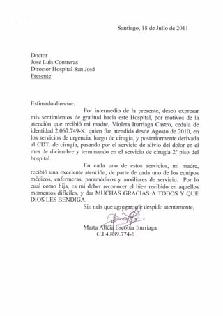 Carta agradecimientos familia de d. violeta iturriaga