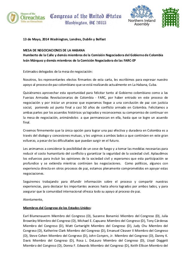 Carta a la mesa de negociacion