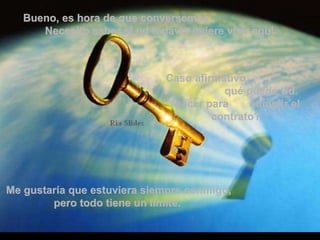 Bueno, es hora de que conversemos.  Necesito saber si ud todavía quiere vivir aqui.  Me gustaría que estuviera siempre conmigo, pero todo tiene un límite.  Caso afirmativo,  qué puede Ud.  hacer para  cumplir el contrato?  . 