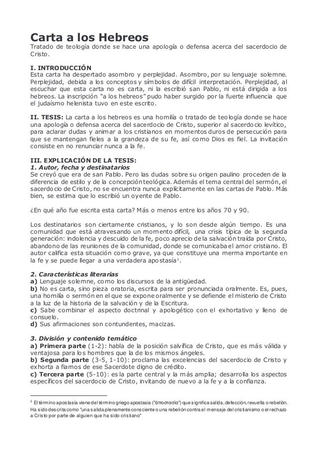 Carta a los hebreos Carta a los hebreos