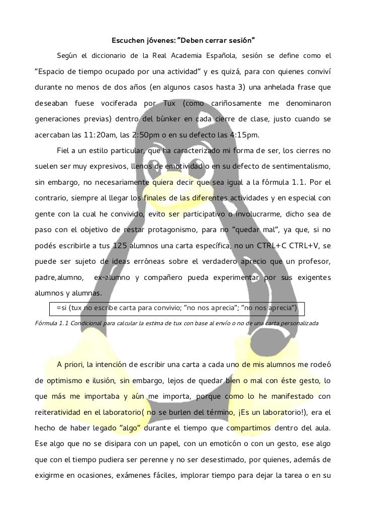 Carta a los quintos años