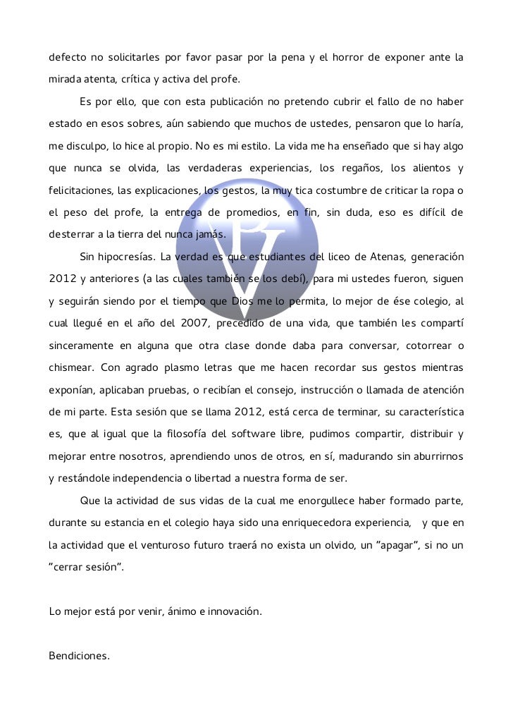 Carta a los quintos años