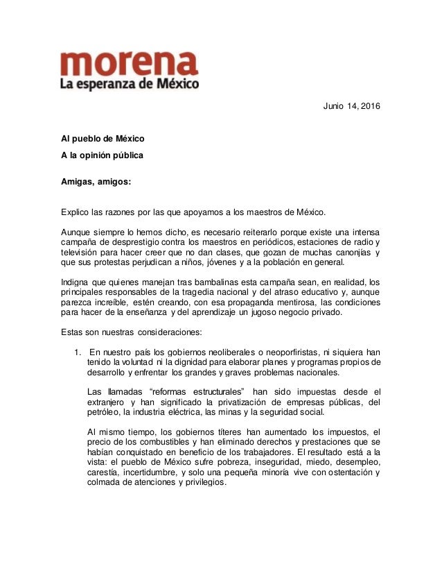 Carta al pueblo de México