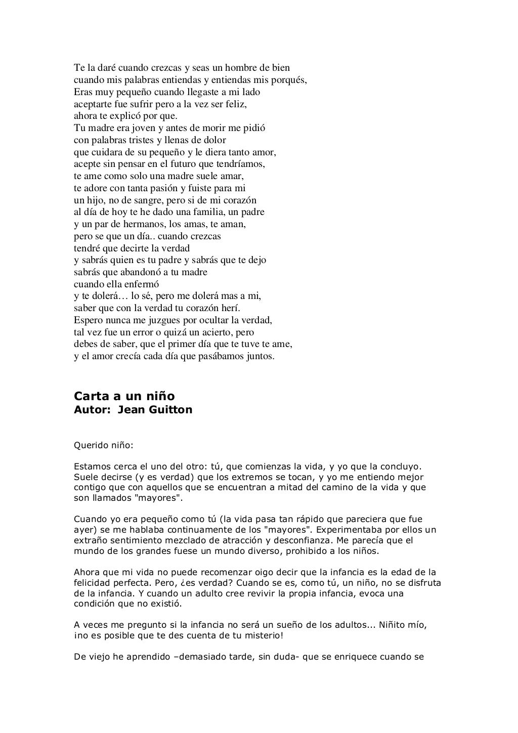 Carta a mi hijo