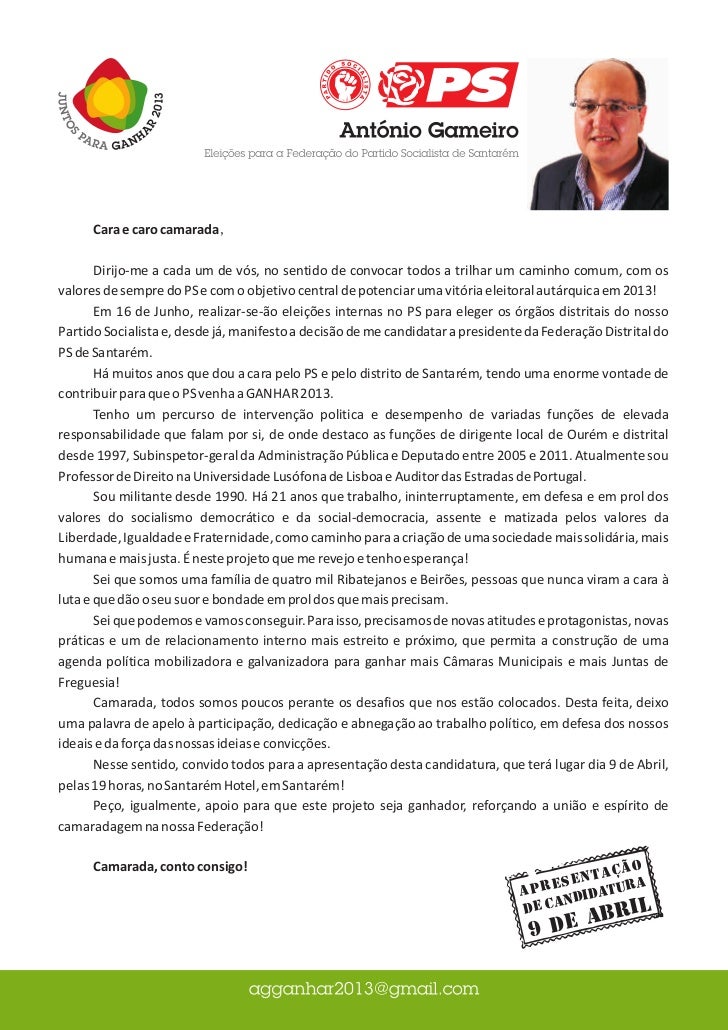 Carta De Apresentacao Candidato A Sindico - Soalan bz