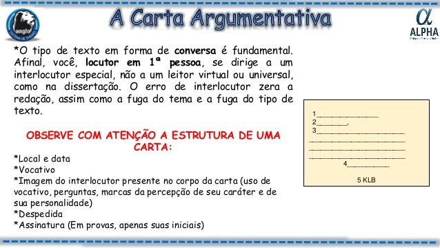 Redação  Carta Argumentativa  3ª ANO  Profª Maria Luiza